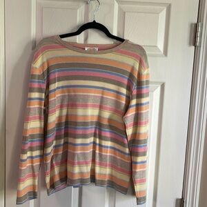 Talbots Multicolored Crew Neck Striped Long Sleeve Tee